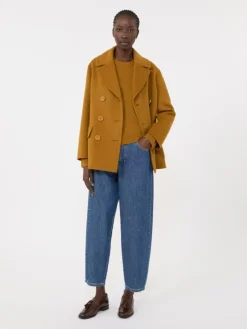 Wool and cashmere sweater with patch detail - MUSTARD