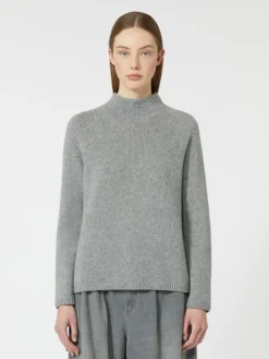 Wool and cashmere yarn polo-neck sweater - MEDIUM GREY