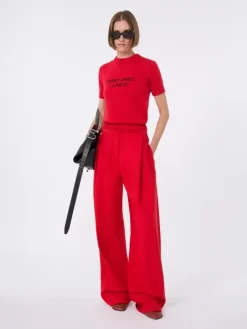 Wool and cashmere-knit T-shirt - RED