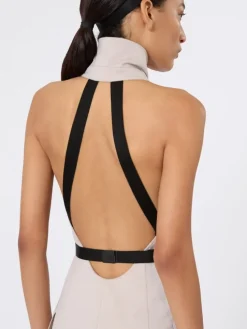 Wool and cotton canvas dress - BEIGE