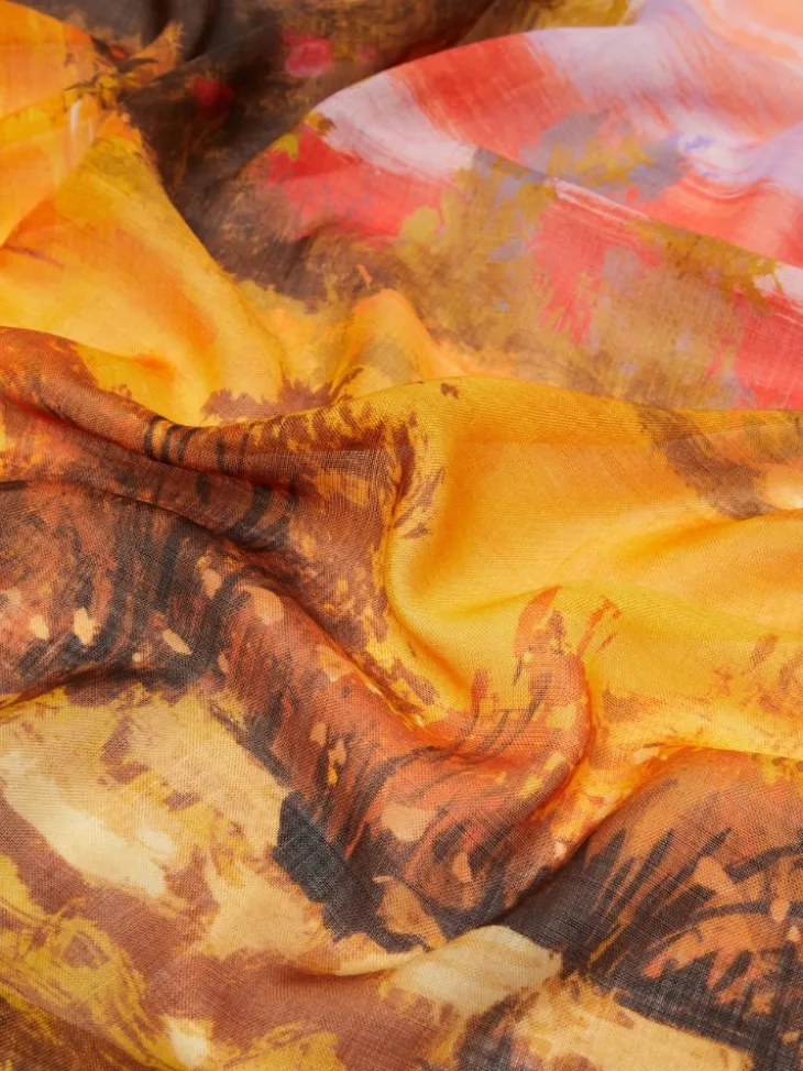Wool and silk shawl - DARK BROWN