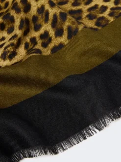 Wool and silk stole - BLACK