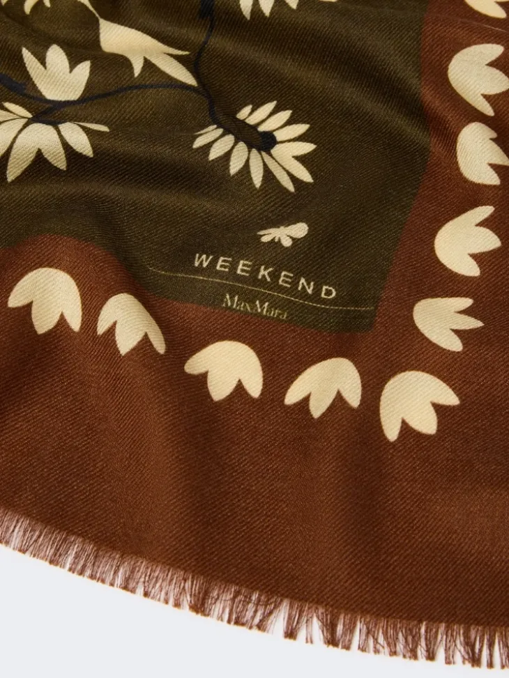 Wool and silk stole - CARAMEL