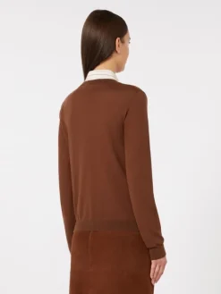 Wool and silk sweater - CHOCOLATE