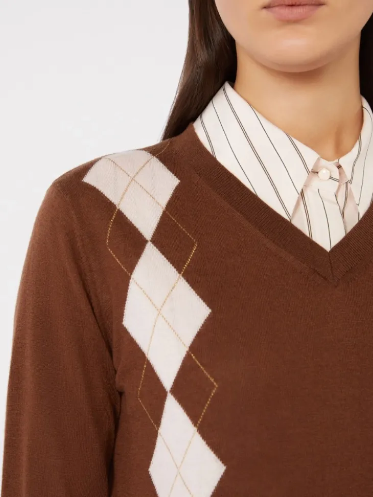 Wool and silk sweater - CHOCOLATE