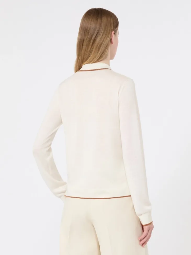 Wool and silk yarn cardigan - WHITE