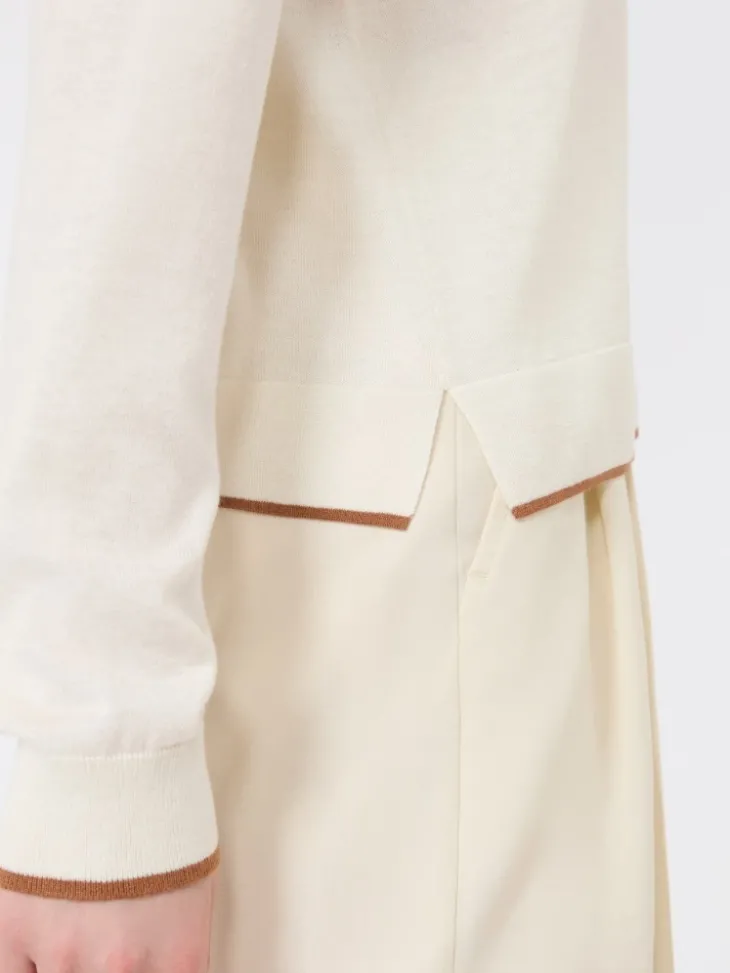 Wool and silk yarn cardigan - WHITE