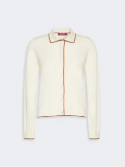 Wool and silk yarn cardigan - WHITE