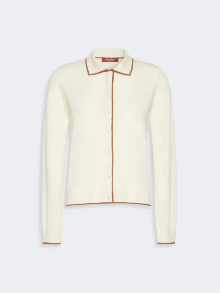 Wool and silk yarn cardigan - WHITE