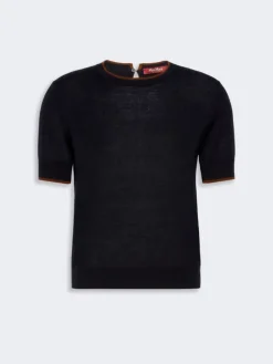 Wool and silk yarn sweater - NAVY