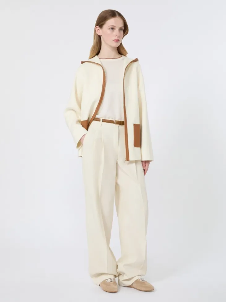 Wool and silk yarn sweater - WHITE