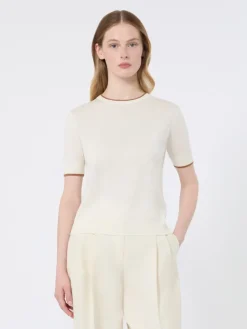 Wool and silk yarn sweater - WHITE