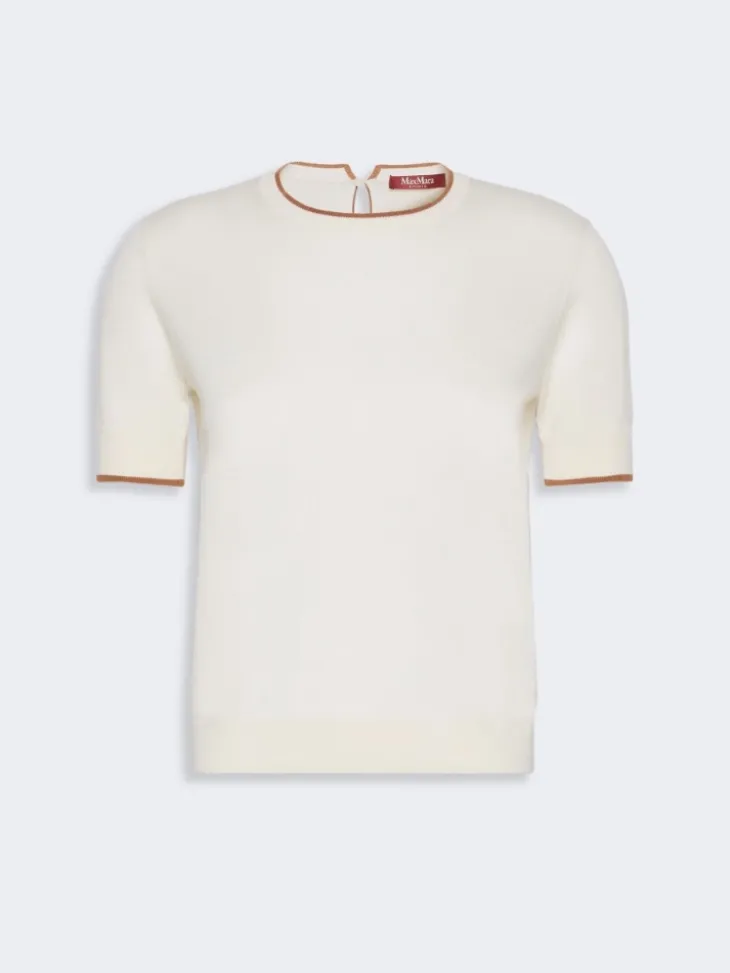 Wool and silk yarn sweater - WHITE