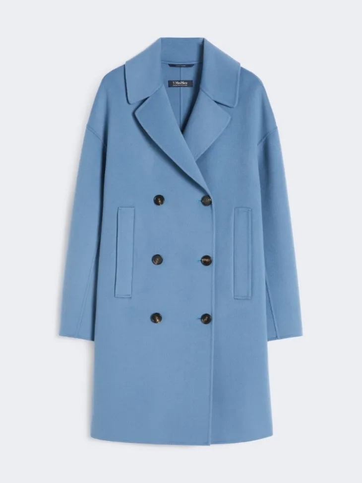 Wool broadcloth midi coat - LIGHT BLUE