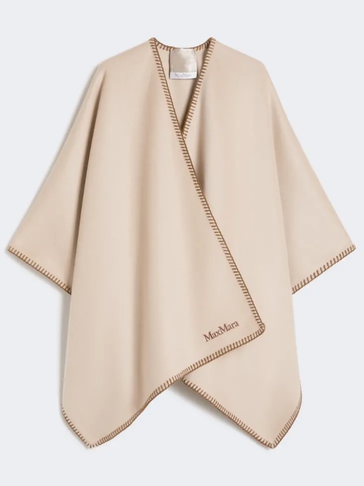 Wool cape with belt - SAND