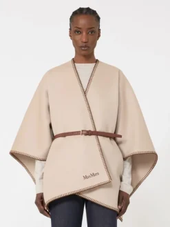 Wool cape with belt - SAND