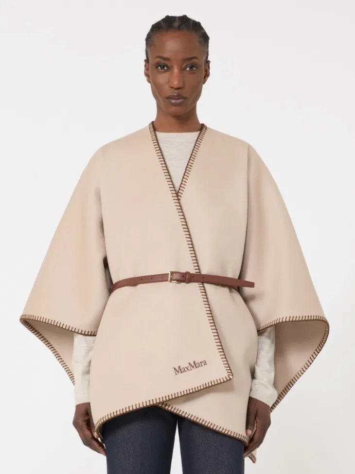Wool cape with belt - SAND