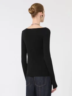 Wool cardigan with chain - BLACK