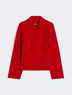 Wool, cashmere and silk boxy jacket - RED
