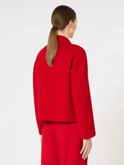 Wool, cashmere and silk boxy jacket - RED