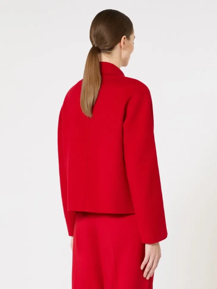 Wool, cashmere and silk boxy jacket - RED