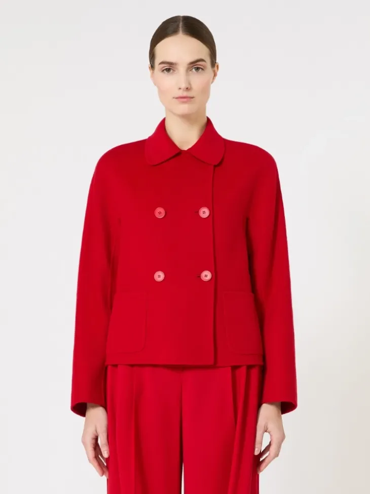 Wool, cashmere and silk boxy jacket - RED