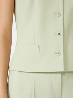 Wool crepe gilet - GREEN