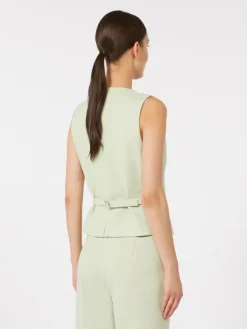 Wool crepe gilet - GREEN