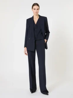 Wool crepe gilet - NAVY