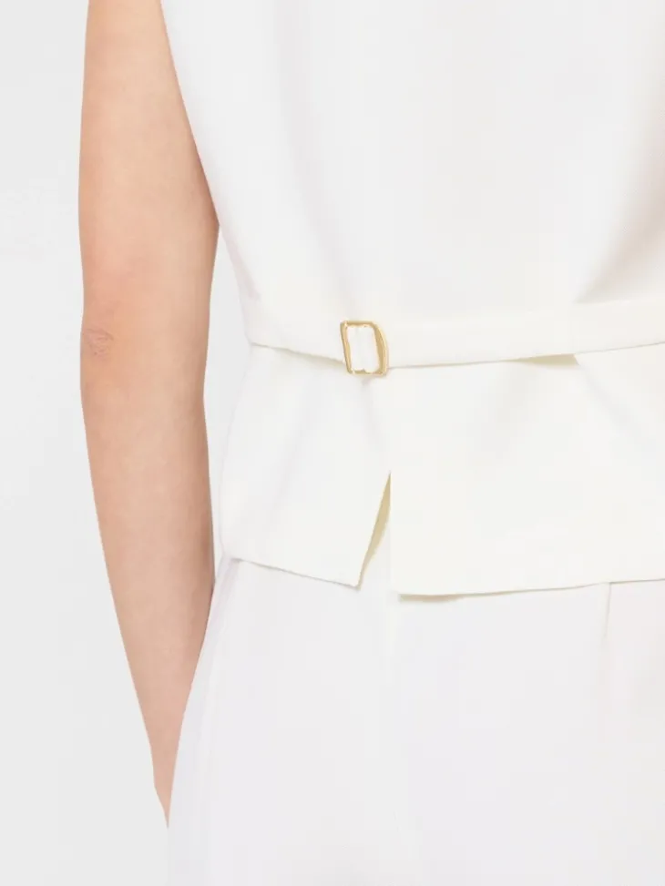 Wool crepe gilet - WHITE