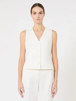 Wool crepe gilet - WHITE