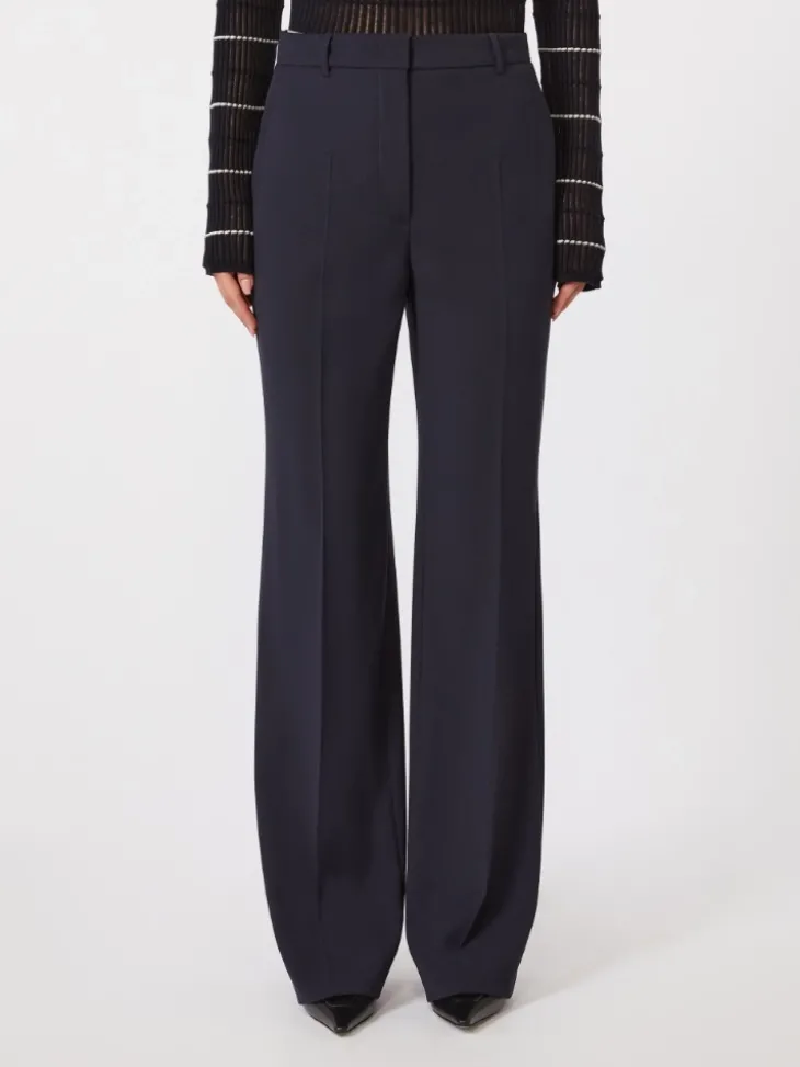 Wool crepe trousers - NAVY