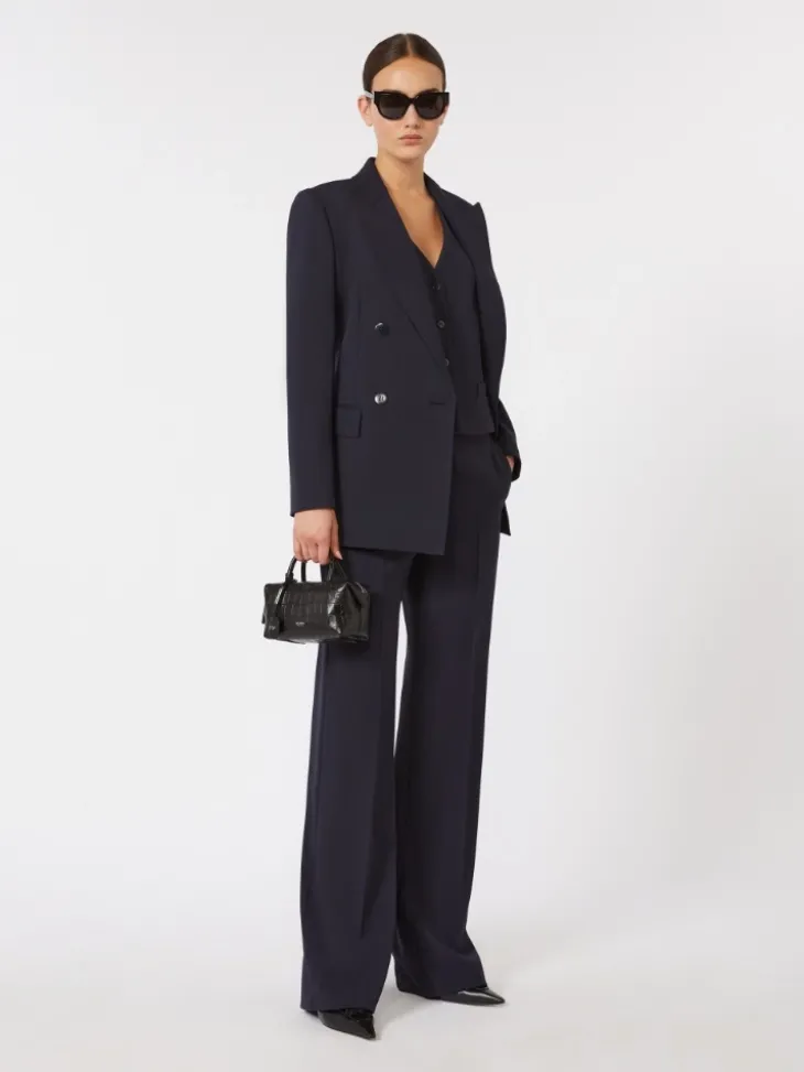 Wool crepe trousers - NAVY