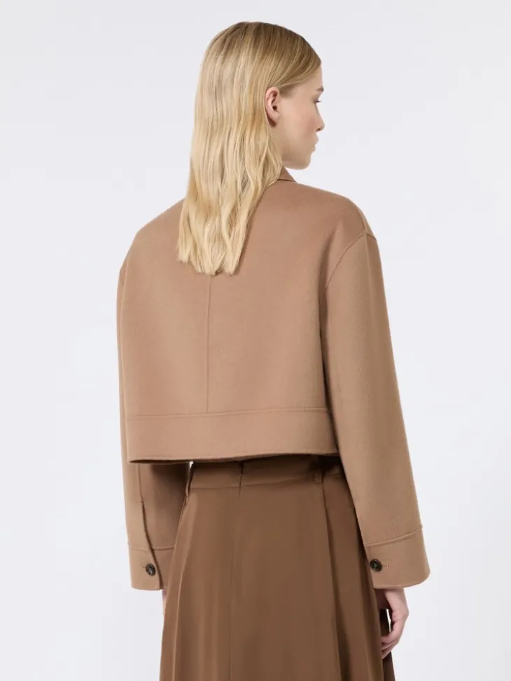 Wool drap cropped jacket - CAMEL