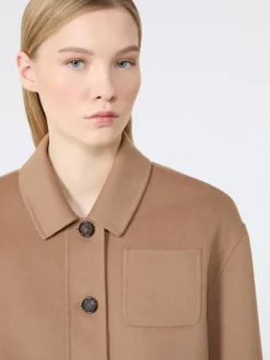 Wool drap cropped jacket - CAMEL