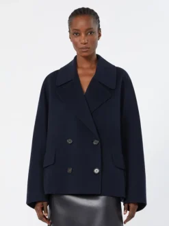 Wool drap pea coat - MIDNIGHTBLUE