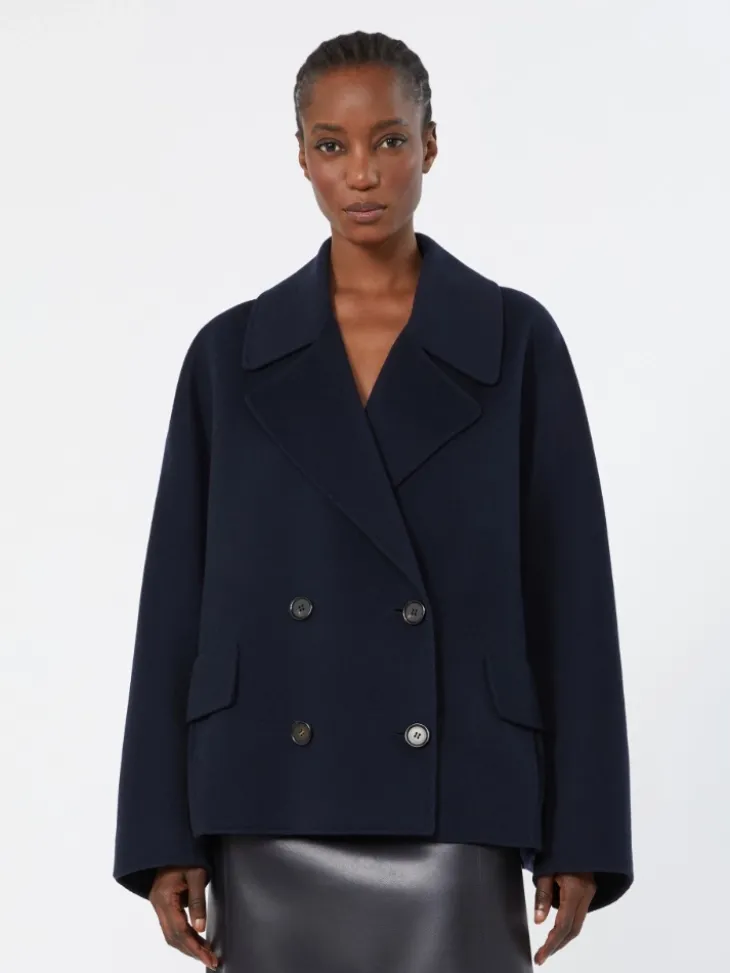 Wool drap pea coat - MIDNIGHTBLUE