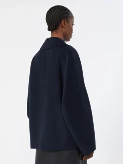 Wool drap pea coat - MIDNIGHTBLUE