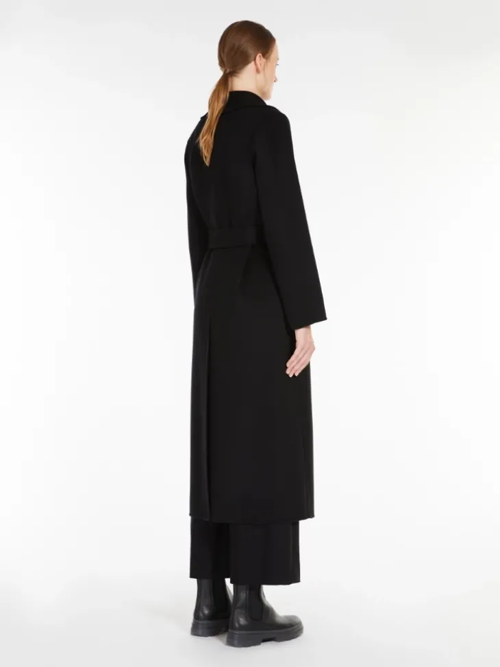 Wool drap wrap coat - BLACK