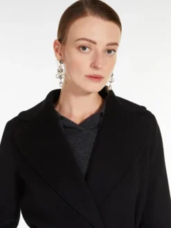 Wool drap wrap coat - BLACK