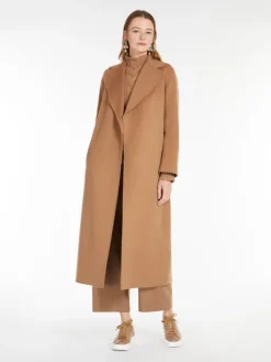 Wool drap wrap coat - CAMEL