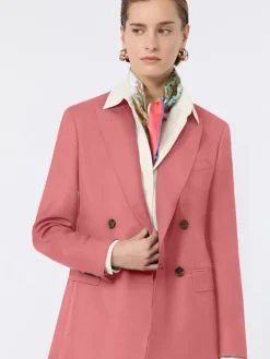 Wool, mohair and silk double-breasted blazer - CORAL