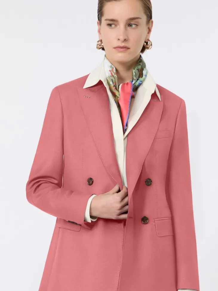 Wool, mohair and silk double-breasted blazer - CORAL
