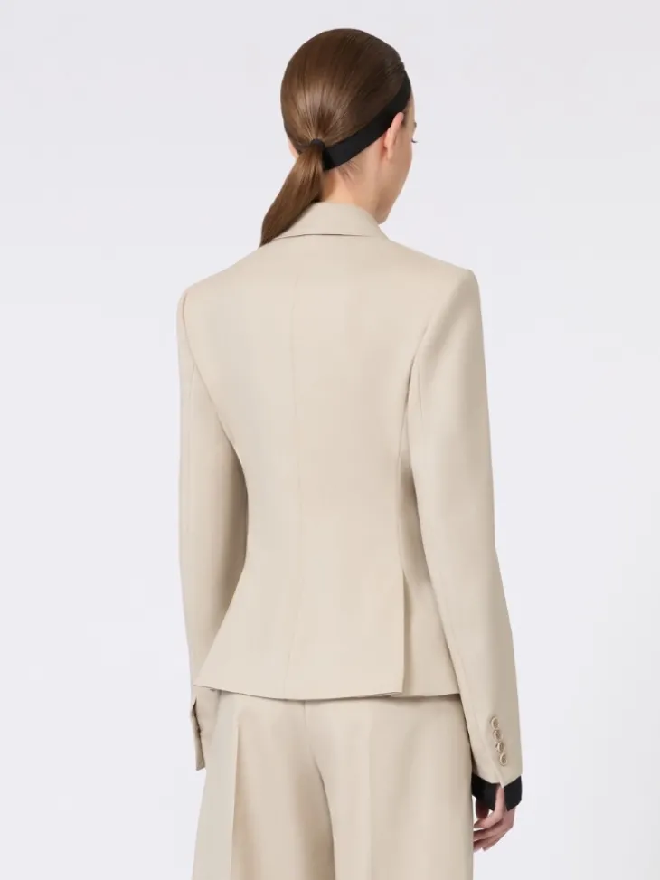 Wool, mohair and silk double-breasted blazer - SAND