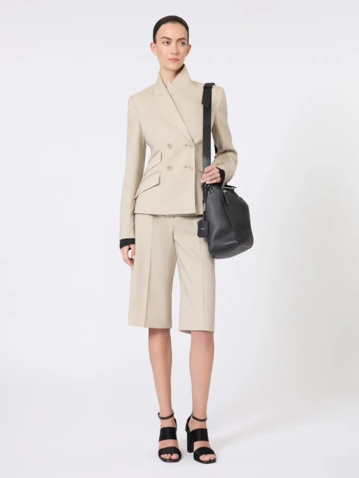 Wool, mohair and silk double-breasted blazer - SAND