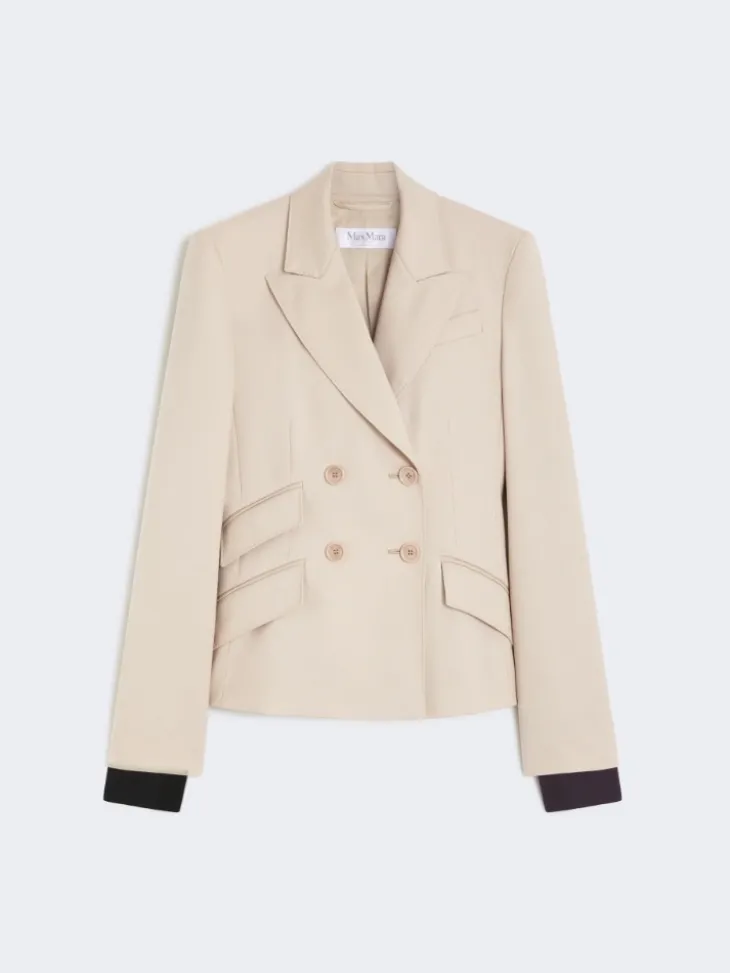Wool, mohair and silk double-breasted blazer - SAND