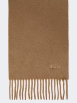 Wool scarf with embroidery - BROWN