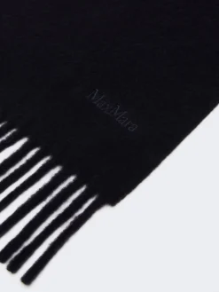 Wool scarf with embroidery - MIDNIGHTBLUE