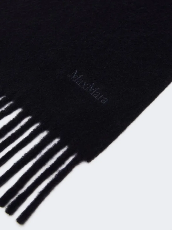 Wool scarf with embroidery - MIDNIGHTBLUE