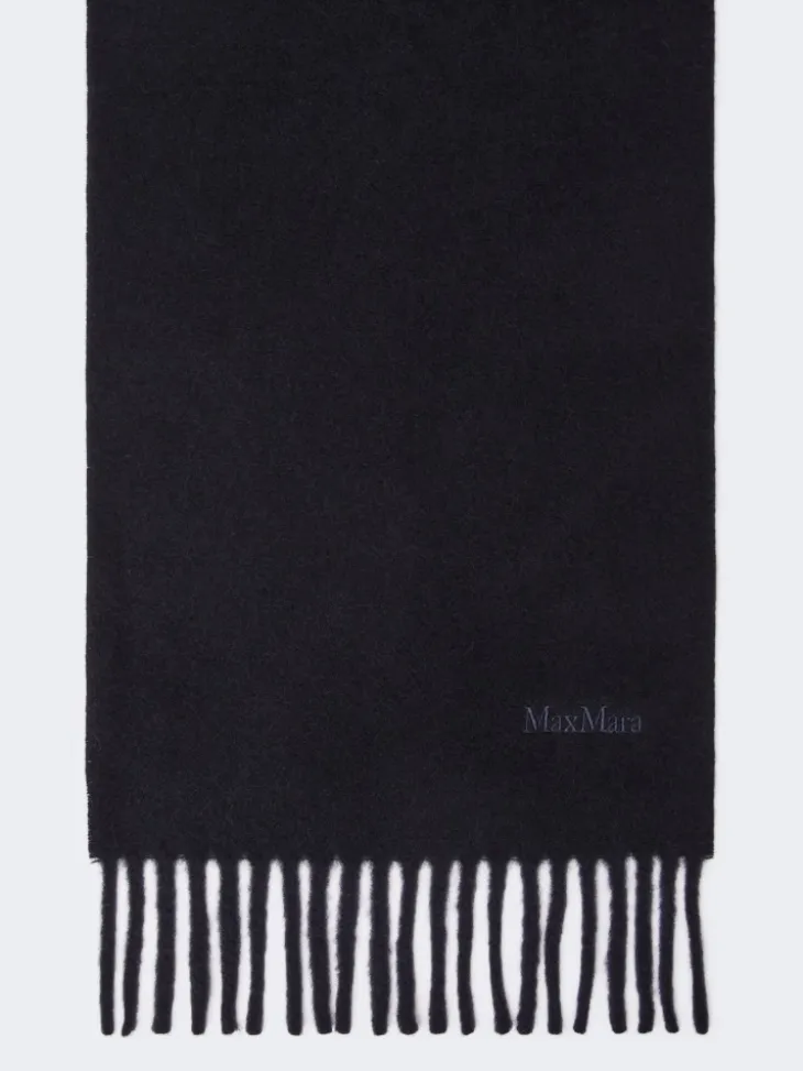 Wool scarf with embroidery - MIDNIGHTBLUE